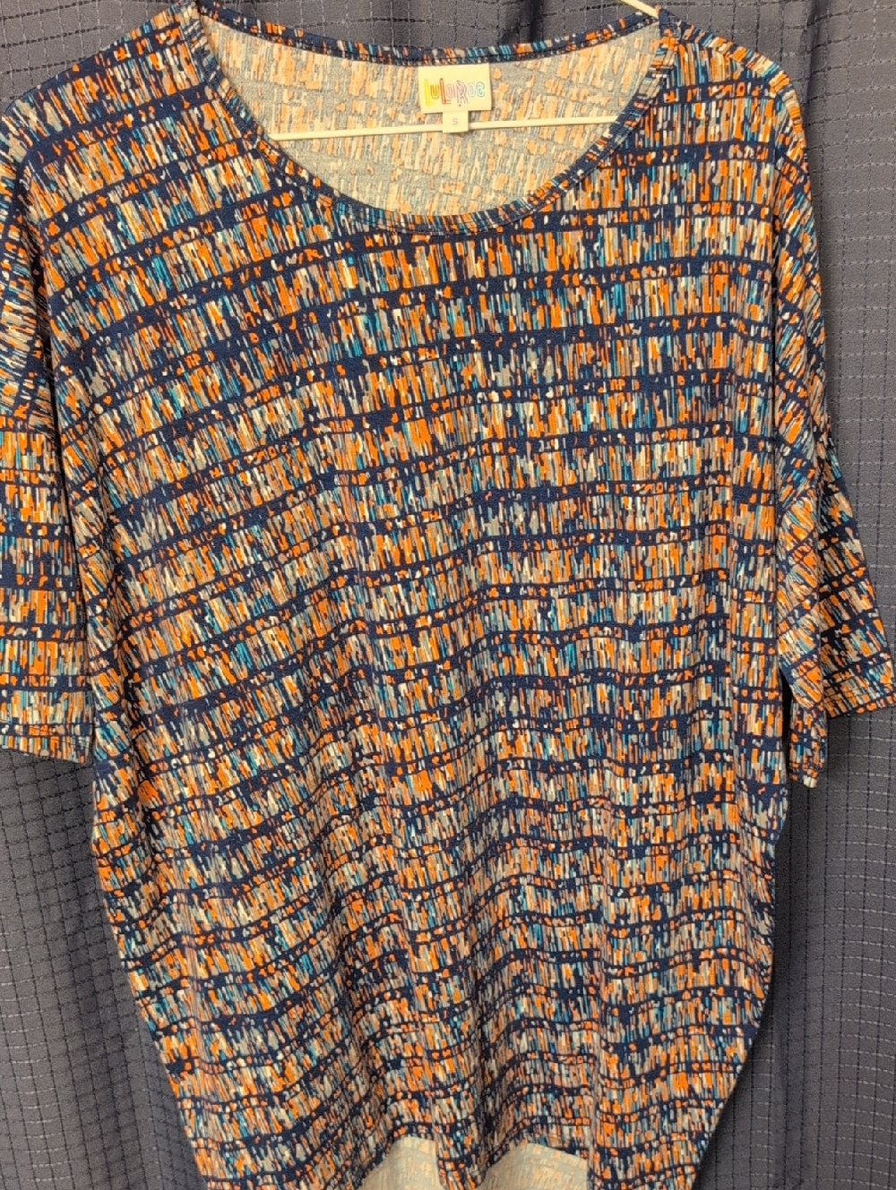 LuLaRoe Navy, Orange & Light Blue Short Sleeve Women's Top New